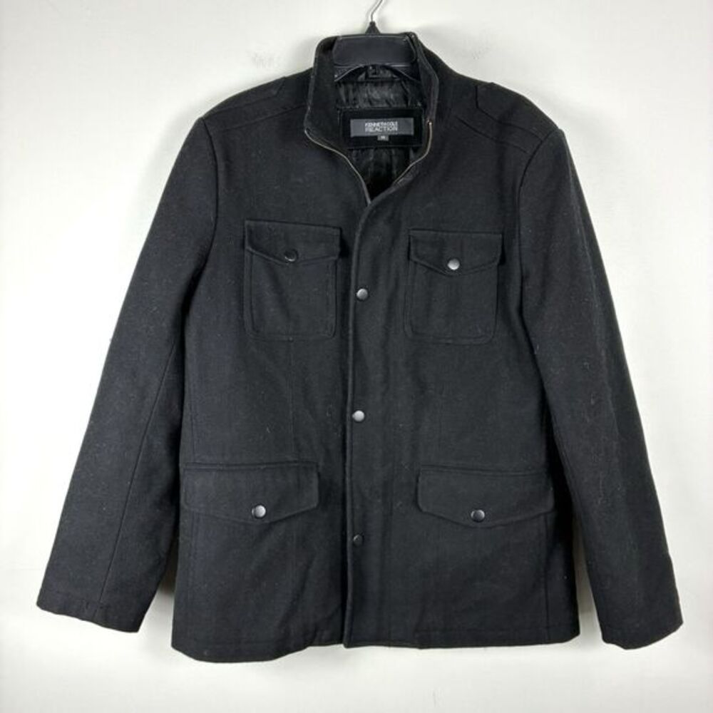 Kenneth Cole Mens Wool Blend Jacket Coat Black Zipper Closure sz M Contemporary